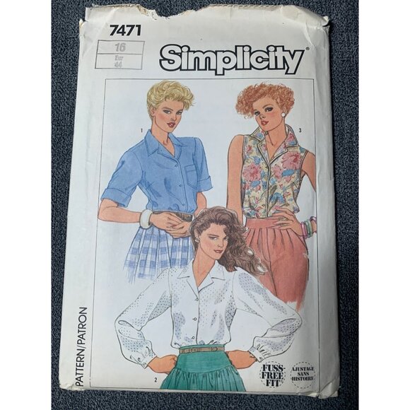 Simplicity Misses Shirt Sewing Pattern sz 16 7471 - uncut - Picture 4 of 4